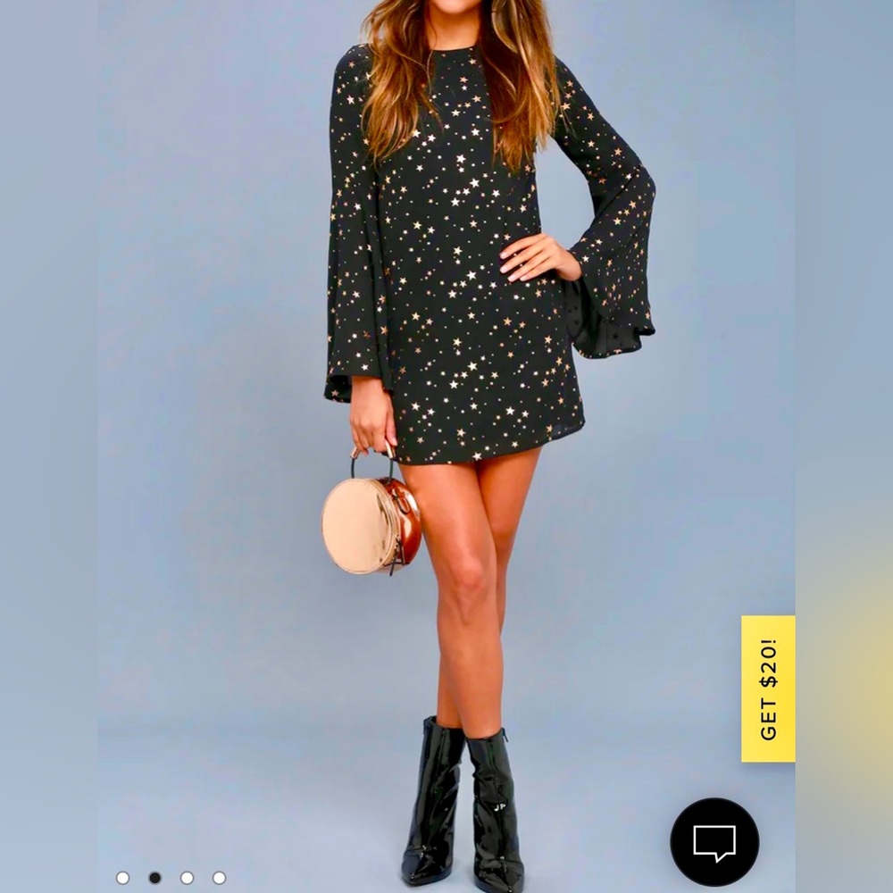 Black Star Print Shift Dress
